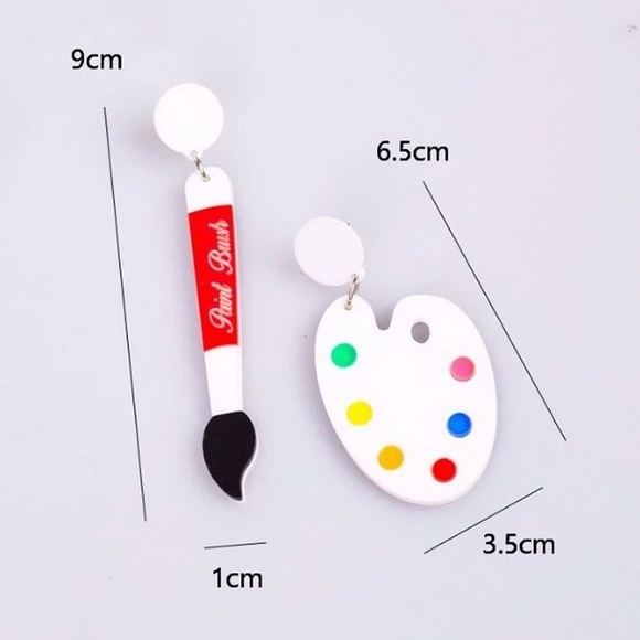 Earrings Acrylic Women’s Paint Brush & Pallet! - Picture 3 of 3